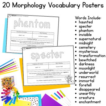 Halloween Morphology Morpheme Vocabulary Posters 6th 7th Grade Word Wall ELA, image 2