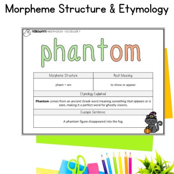 Halloween Morphology Morpheme Vocabulary Posters 6th 7th Grade Word Wall ELA, image 3