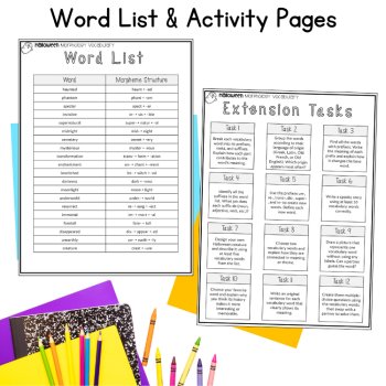 Halloween Morphology Morpheme Vocabulary Posters 6th 7th Grade Word Wall ELA, image 4