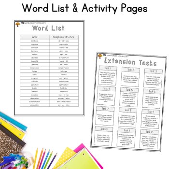 Fall Morphology Word Wall Notebook Worksheets 6th 7th Grade Vocabulary Review, image 4