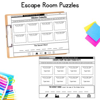 Short Story Reading Comprehension Escape Room 5th 6th 7th Grade Fun ELA Unit, image 3
