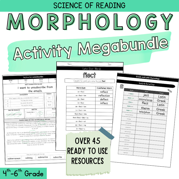 Morphology Greek Latin Roots Base Words Prefixes Suffixes Word Work 5th 6th 7th