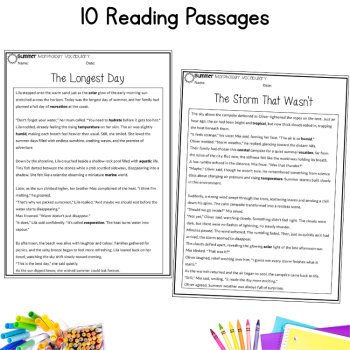 Summer Morphology ELA Passages & Questions Vocabulary Review 5th 6th 7th Grade, image 2