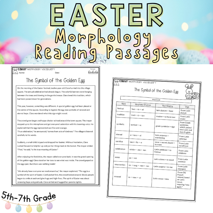 Easter Morphology Fiction Non Fiction Reading Comprehension Passages 5th 6th 7th