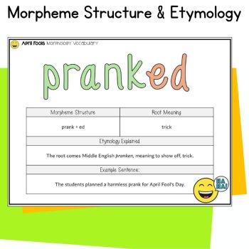 April Fools Morphology Activity 5th 6th 7th Grade Word Study Vocabulary Review, image 3
