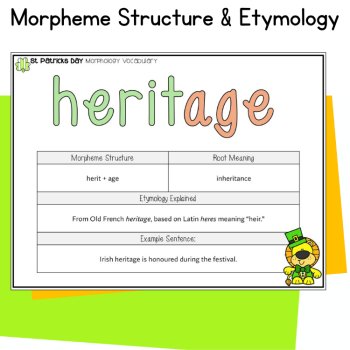 St Patricks Day Morphology Word Wall Posters Daily Vocabulary 5th 6th 7th Grade, image 3