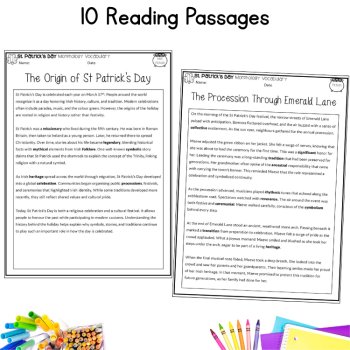 St Patricks Day Morphology Activity Reading Comprehension Fluency 6th 7th Grade, image 2