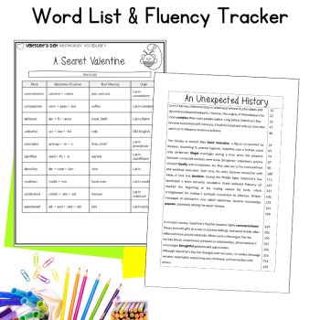 Valentines Day Morphology Passages Comprehension Questions & Fluency 6th 7th, image 3