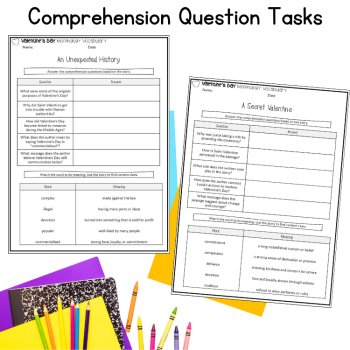 Valentines Day Morphology Passages Comprehension Questions & Fluency 6th 7th, image 4