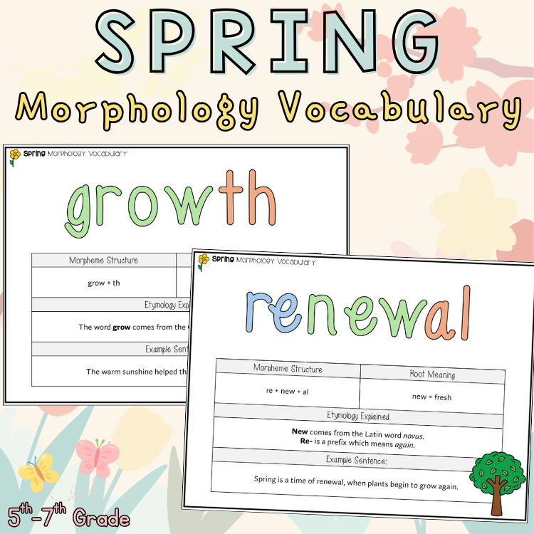 Spring Morphology Wall Posters Vocabulary Morphemes & Etymology 6th 7th Grade