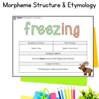 Winter Vocabulary Morphology Wall Posters & Notebook Worksheets 6th 7th Grade, image 3