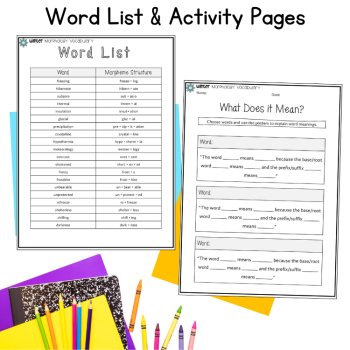 Winter Vocabulary Morphology Wall Posters & Notebook Worksheets 6th 7th Grade, image 4