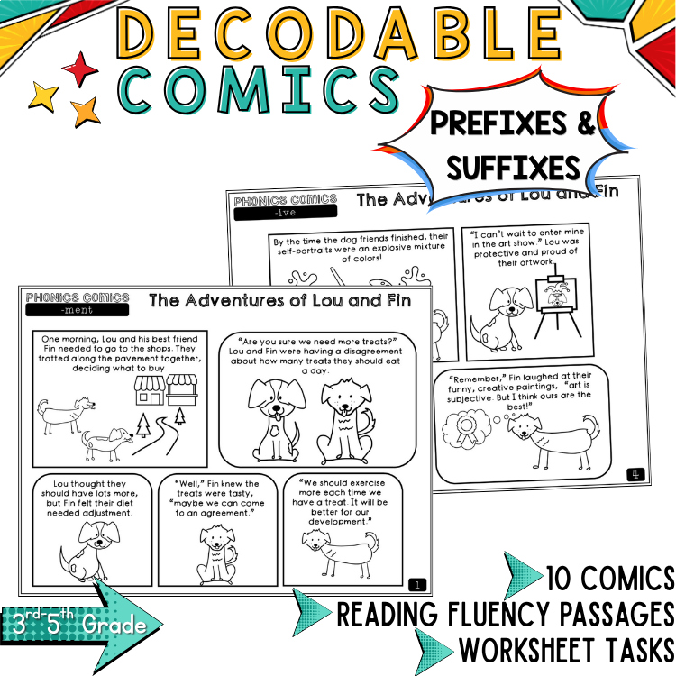 Decodable Comics UFLI 3rd 4th Grade Phonics Morphology Packet Reading Review