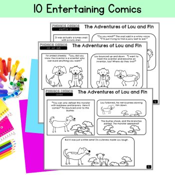 Decodable Comics UFLI 3rd 4th Grade Phonics Morphology Packet Reading Review, image 2