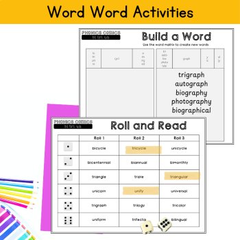 Prefixes bi tri uni Phonics 4th Grade Morphology Passages Prefix Practice Review, image 4