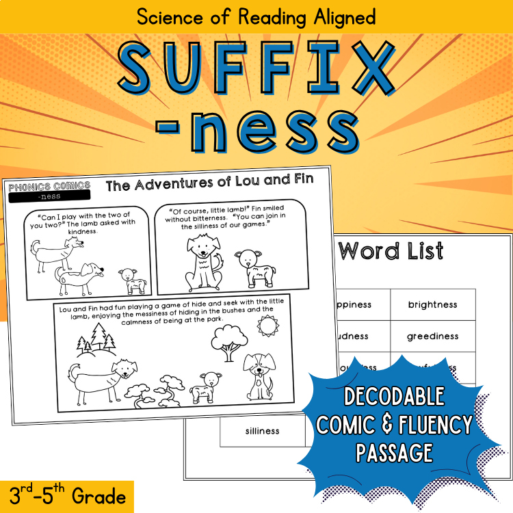 Funny Short Reading Passage 3rd 4th Grade Phonics Comic Morphology Suffix ness