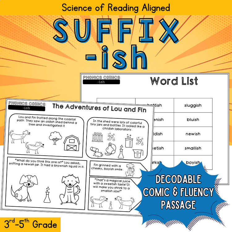 Suffix ish 4th Grade Fluency Passage Reading 3rd Grade Phonics Review Comic UFLI