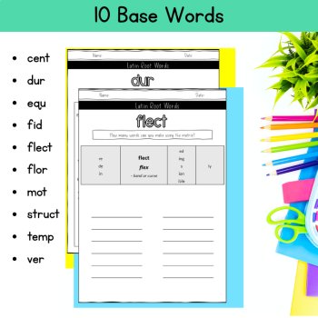 Latin Roots Morphology Matrix & Word Sums with Reading Passages 5th 6th Grade, image 2