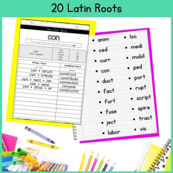 Latin Root Word Visual Matrix Graphic Organizer Assessment 5th 6th Grade Centers, image 2
