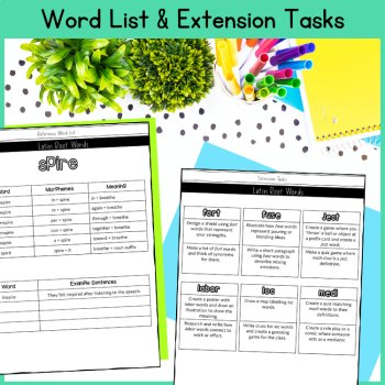 Latin Root Word Visual Matrix Graphic Organizer Assessment 5th 6th Grade Centers, image 4