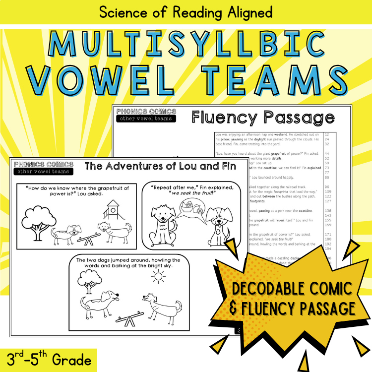 Vowel Team Decodables 2 Syllable Words Multisyllabic 4th Grade Comic Fun Reading