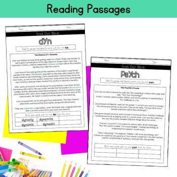 Greek Roots Morphology Matrix & Word Sums with Reading Passages 5th 6th Grade, image 4