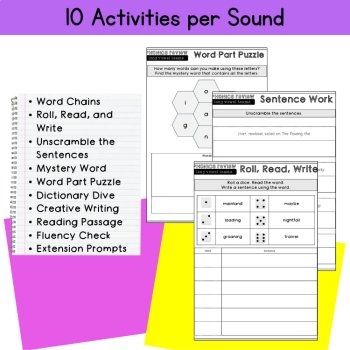 3rd 4th Grade Phonics Word Work Worksheets Reading Fluency Passages UFLI Packet, image 3