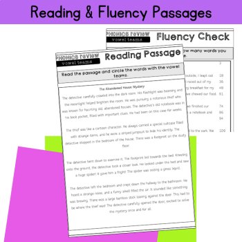 3rd Grade Multisyllabic Words with Vowel Teams Worksheets & Decodable Passages, image 2