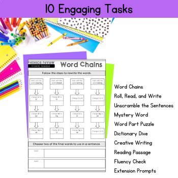 3rd Grade Multisyllabic Words with Vowel Teams Worksheets & Decodable Passages, image 4