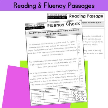 Phonics 3rd 4th Grade Suffix Endings ed es ing Decodable Worksheet Review Packet, image 2