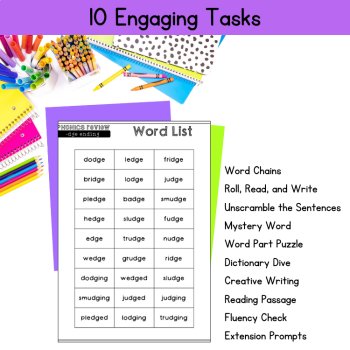 Trigraph End -dge Reading UFLI Fluency Passage & Worksheet Activities 3rd Grade, image 4