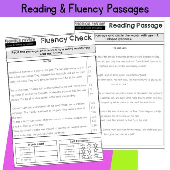 Open Closed Syllables Third Grade Fluency Activities Decodable Reading Practice, image 2