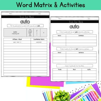 Middle School Morphology Root Word Matrix Graphic Organizer Affixes Practice, image 3