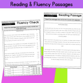 Decodable Passage Digraph Review 3rd Grade Phonics Worksheet Assessment Packet, image 2
