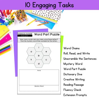 Decodable Passage Digraph Review 3rd Grade Phonics Worksheet Assessment Packet, image 4