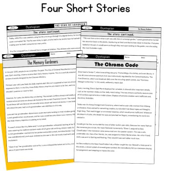 Dystopian Society Fiction Short Stories with Comprehension Questions Grade 6, image 2