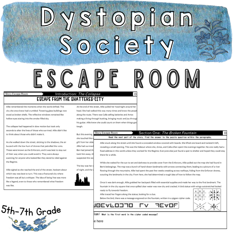 Short Story Reading Assessment Escape Room Dystopian Society Fiction Short Story