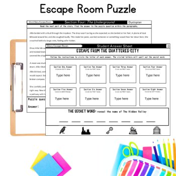 Short Story Reading Assessment Escape Room Dystopian Society Fiction Short Story, image 4