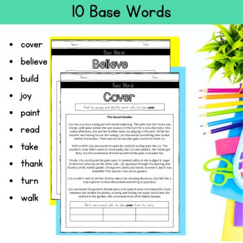 Base Words & Endings Morphology Matrix 5th 6th Grade Root Word Work Assessment, image 2