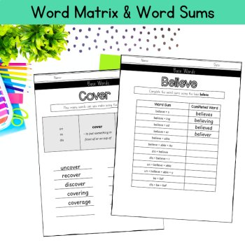 Base Words & Endings Morphology Matrix 5th 6th Grade Root Word Work Assessment, image 3