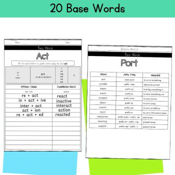 Base Words Matrix Morphology Unit 5th 6th Grade Word Study Matrices Worksheets, image 2