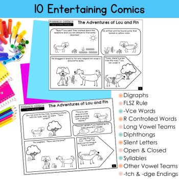 3rd 4th Grade Decodable Comics UFLI Aligned Phonics Centers Fun Fluency Packet, image 2
