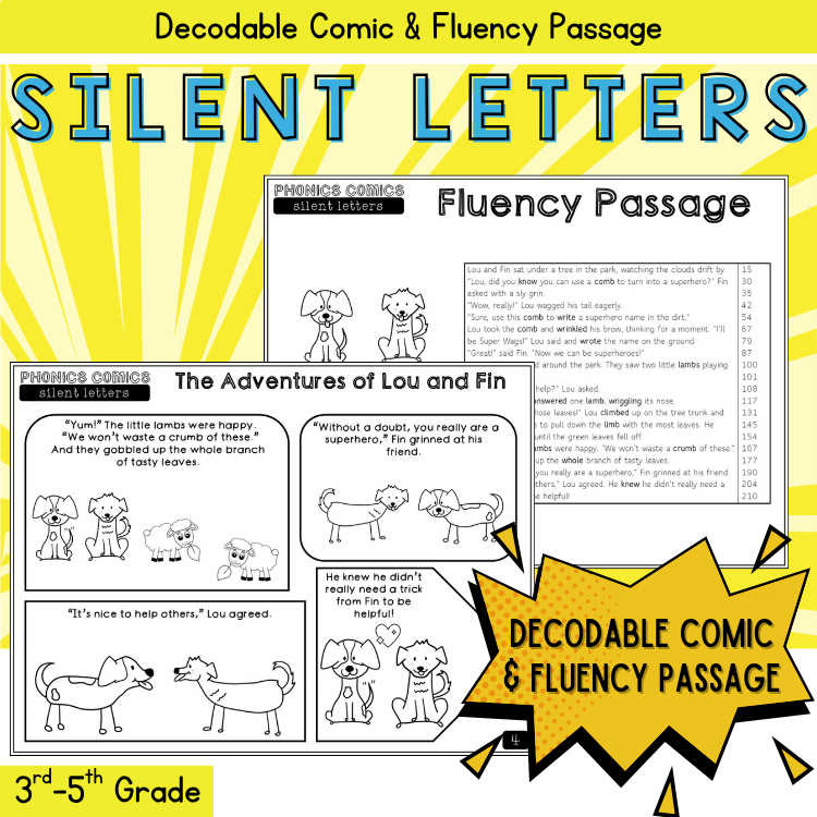 Phonics Comic Story 3rd 4th Grade Silent Letters Reading Fluency Activities