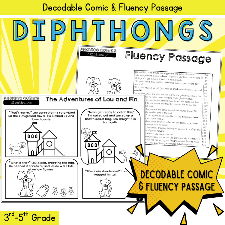 Phonics Review Packet 3rd Grade Diphthong Comic Multisyllabic Words Activities