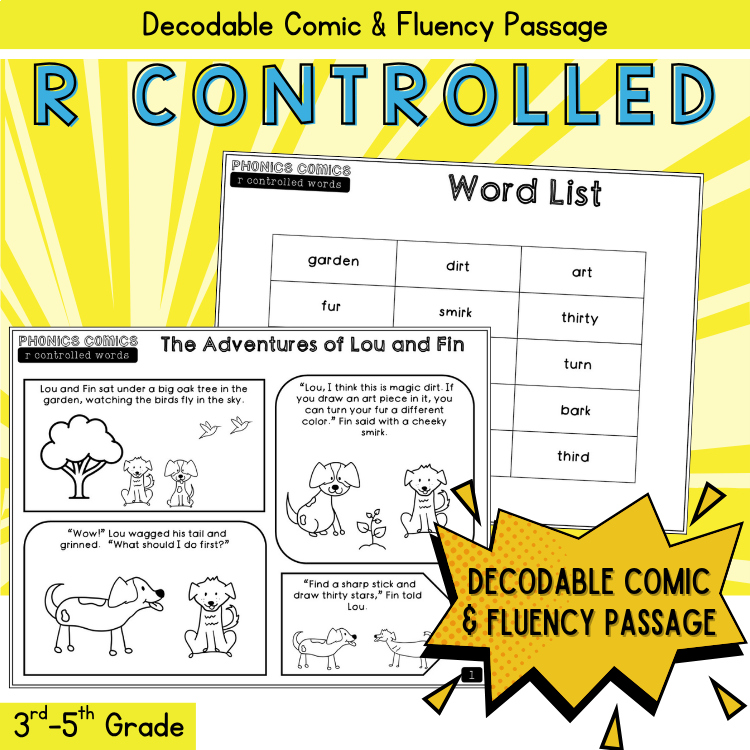 Phonics Comic UFLI Grade 3 4th Bossy Vocalic R Controlled Short Reading Passage