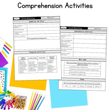 Greek Mythology Short Stories 5th 6th Grade Myths Lesson Comprehension Questions, image 3