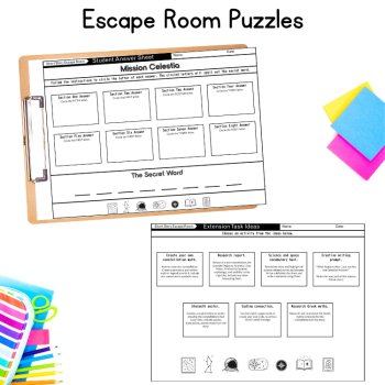 Outer Space Theme Mystery Reading Escape Room ELA Constellations 5th 6th Grade, image 4