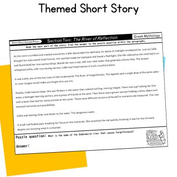 Greek Mythology Short Story Escape Room Myth Reading Comprehension 5th 6th Grade, image 2