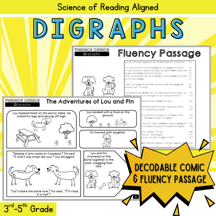 Decodable Phonics Comic UFLI Reader with Digraphs Third Grade Fluency Activities