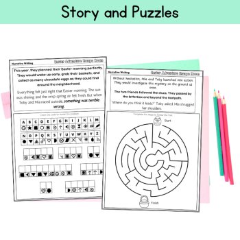 Easter Writing Center Activities Escape Room Writing Paper Prompts 3rd 4th Grade, image 3